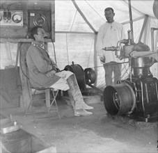 Turkish Red Crescent officer in machinery tent ca. between 1915 and 1918