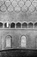 Temple area, Mosque of Omar [i.e., Dome of the Rock], Details of the mosaics. ca. 1900