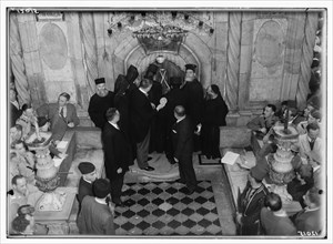 Religious ceremonies in Jerusalem during the Easter period; priests participating in the Orthodox Holy Fire ca. 1941