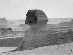Close up view of the Sphinx in Egypt ca. between 1934 and 1939