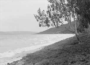 Sea of Galilee, looking south, showing baths in distance ca. between 1940 and 1946