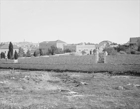 Wall of American Consulate, Mamilla Road, and cemetery in Jerusalem ca. between 1907 and 1926