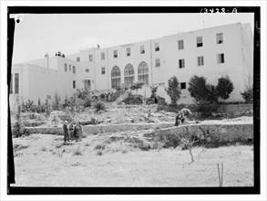 Beirut Lebanon, Junior Girls' College residence building seen from] north and northeast ca. 1946