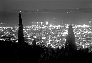 Lights of Haifa at night seen from Carmel-Heim ca. between 1934 and 1939