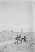 Men on horseback among ruins at Amman, Jordan ca. between 1898 and 1946