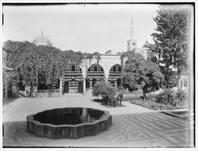 Palais Azem in Damascus Syria, Courtyard & colonnade. Central fountain in foreground ca. between 1940 and 1946