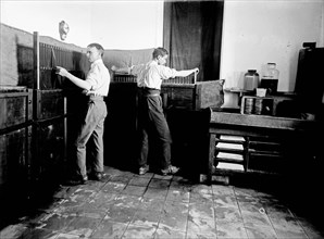 Workers developing film at the American Colony photo department ca. between 1898 and 1930