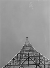 Looking up at radio tower at the International Broadcasting Station in  Ramallah ca. between 1934 and 1939