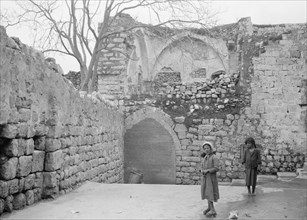 Street between Jewish & Arab Quarters of Jerusalem, walled up with concrete ca. between 1934 and 1939