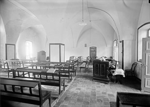 Scots Mission Hospital in Tiberias. Interior of chapel or room for religious gatherings ca. between 1934 and 1939