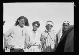 Bedouin life in the Trans-Jordan area, these four men are road builders ca. 1920