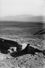 The Jordan Valley north of Lake Galilee. Lake Huleh from Hazor. ca. 1920