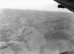 Aerial view of the Valley of Ajalon looking up the valley, eastward ca. 1931