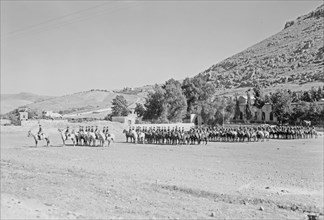 Royal Scots Greys, cavalry groups in Nablus. Large mounted group ca. unknown date