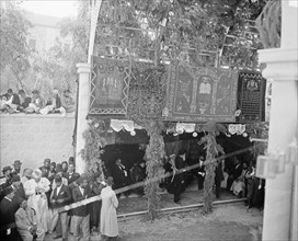 Interior of the Jewish arch, where Jewish community leaders await the arrival of the royal party in Jerusalem ca. 1898