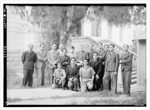Arab group photo taken at the Palestine Broadcasting Service P.B.S. ca. possibly 1930s