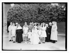 Groups and individual friends of the Matson family, including nuns wearing habits in Jerusalem ca. between 1898 and 1946