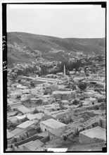 Trans-Jordan - Modern city of Amman, mosque seen in the center of the image ca. between 1898 and 1946