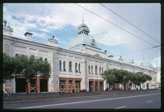 Chernavinskii Prospekt (now Lenin Street), Moscow Trading Rows (1904), illustrate the development of Omsk as a major Siberian business center before World War I, Omsk, Russia 1999.