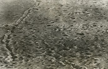 Birdseye view of a battlefield on the Somme front in W.W. I ca.  1917