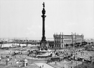 Plaza & Peace Harbor of Barcelona Spain ca.  between 1910 and 1926