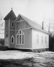 Early 1900s wooden church building in the United States ca. between 1910 and 1935