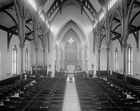 Church of Ascension, interior, empty pews ca.  between 1910 and 1935