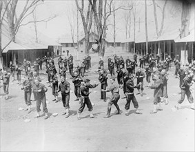 Soldiers shadow boxing, 1st Battalion ca.  between 1910 and 1920