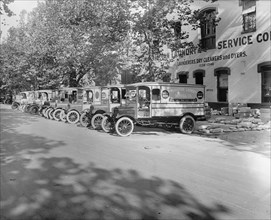 Ford Motor Company, Parked Manhattan Laundry trucks ca.  between 1910 and 1935