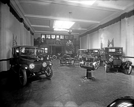 Early 20th century, new auto show room ca.  between 1910 and 1935
