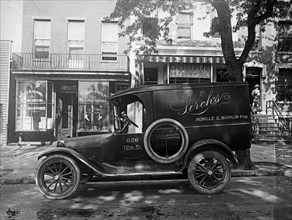 Automobile (delivery truck) with ad for Lerch's, Achille E. Burklin Prop. ca.  between 1910 and 1920