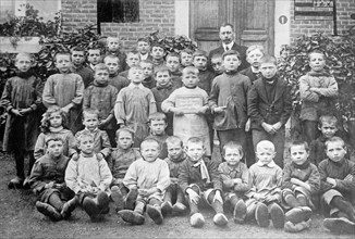 Belgium school children who were clothed and fed by Belgian Commission. ca.  between 1910 and 1920