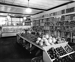 Interior of D.G.S. Store, fruits and vegetables, 3925 12th St., N.E., Washington, D.C. ca. between 1910 and 1935
