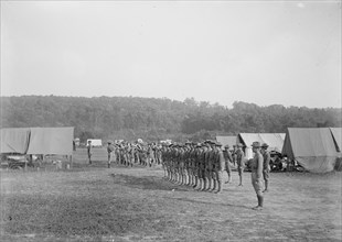 National Guard troops standing at attention in Gettysburg, Pennsylvania ca.  1910