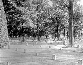 Headstones at the Arlington National Cemetery, Arlington Virginia; old section ca.  between 1910 and 1925