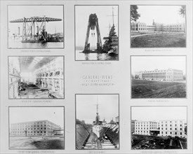 General views of the Puget Sound Naval Shipyard, Bremerton, Washington (USA). The date given is 1910 to 1926, but due to the ships visible the photos were probably taken before the First World War. ca...