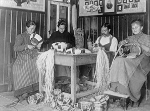 Women making baskets in Austria early 20th century ca. between 1909 and 1920