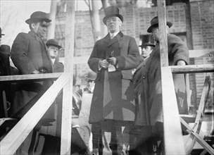 President Woodrow Wilson laying corner stone, Central Park Church ca. between 1909 and 1919