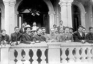 Mexico, Gov. Manuel Chao & his aides on veranda & Terrazas house ca. between 1909 and 1919