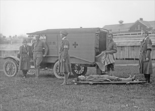Red Cross ambulance demonstration ca. between 1909 and 1920