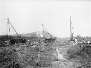 Panama Canal. U.S. Naval radio station Balboa driling ca. between 1909 and 1919