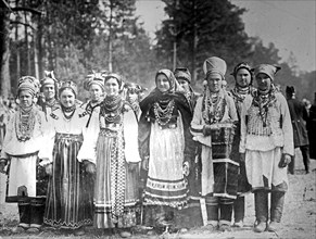 Russian peasant girls in holiday attire ca. between 1909 and 1920