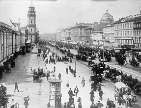 Street scene in St Petersburg, Russia ca. between 1909 and 1919