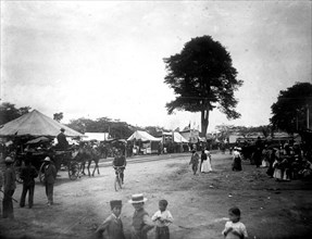 Street scene at the Plaza of Jocotenango in Guatemala ca. between 1909 and 1919