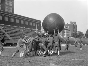 Soldiers or cadets playing push ball, USA ca. between 1909 and 1920