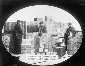 Carload of ink received at Tokyo, Japan ca. between 1909 and 1920