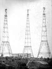 Three wireless towers ca.  between 1918 and 1920