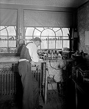 Man working at the Loomis Radio School ca.  between 1918 and 1928