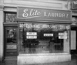 Elite Laundry front window / Palace Laundry ca.  between 1918 and 1928