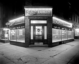 Elite Laundry at night ca.  between 1918 and 1928